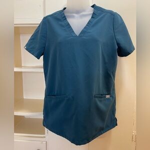 Figs Short Sleeve Technical Collection Turquoise Scrub Top Size S #0497